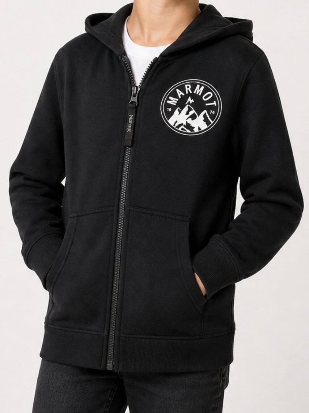 Boys MARMOT Black Full Zip Hoodie Sweatshirt Medium